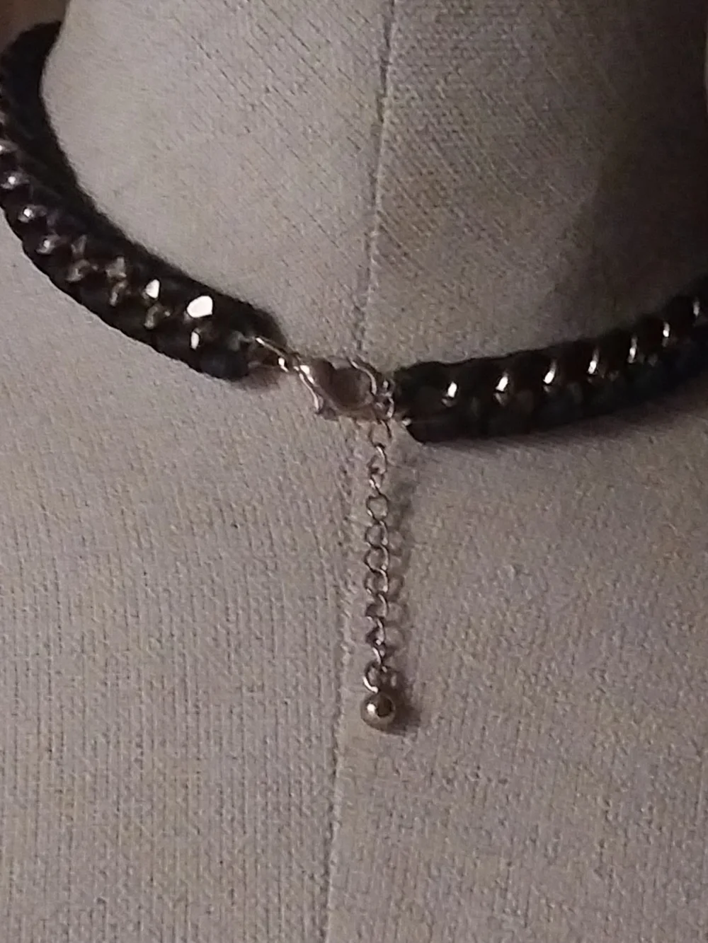 Black Fabric & Gold Woven Chain Statement Choker